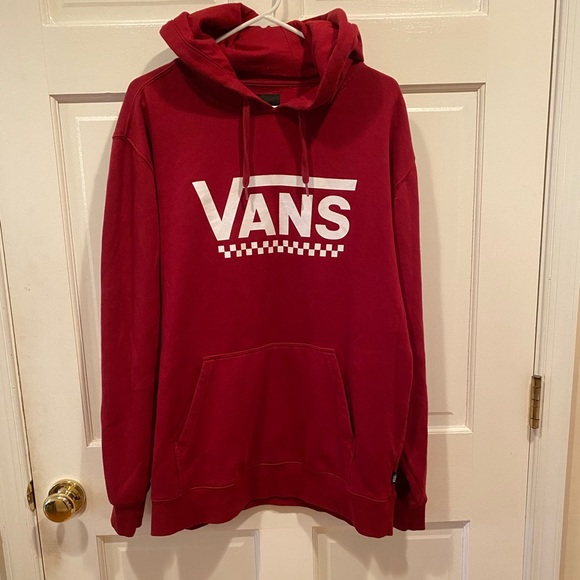 Vans Tops - VANS RED HOODED Sweat Shirt with logo size large
